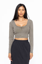 Sweetheart Ivy Green Ribbed Crop Top