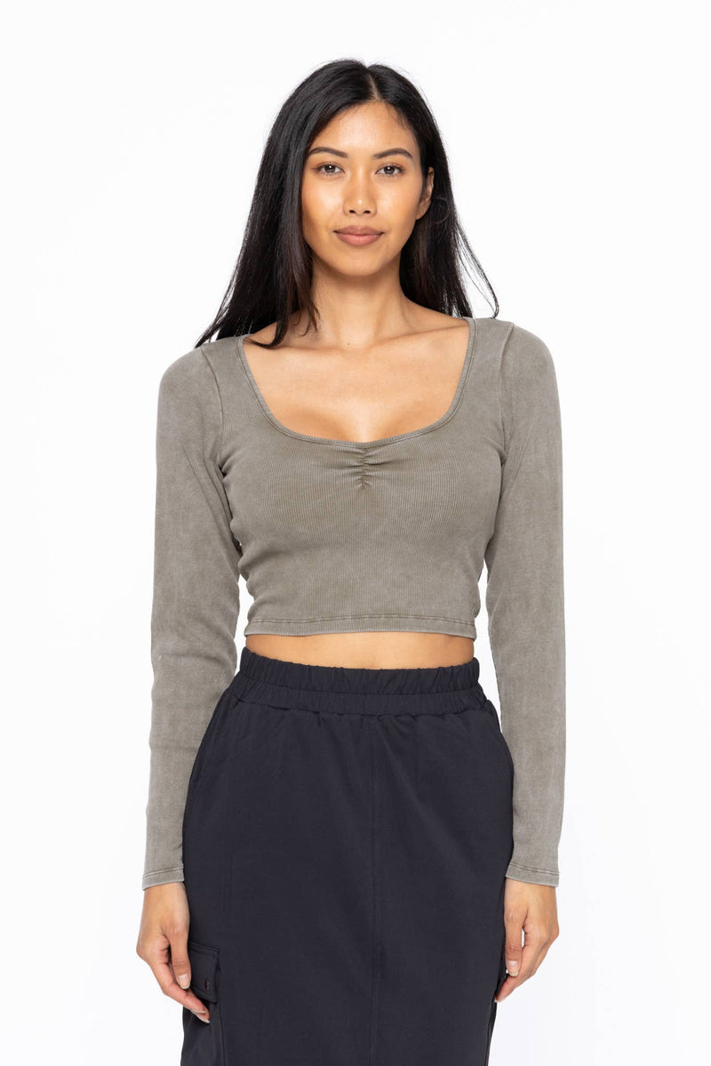 Sweetheart Ivy Green Ribbed Crop Top