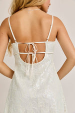 Ivory Out Detail Sequin Lace Mini Dress