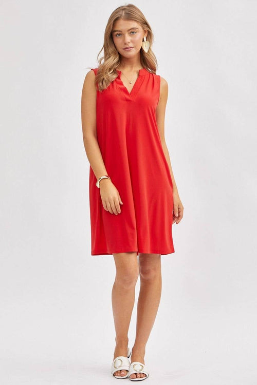 Red Elegant Solid ColorDress