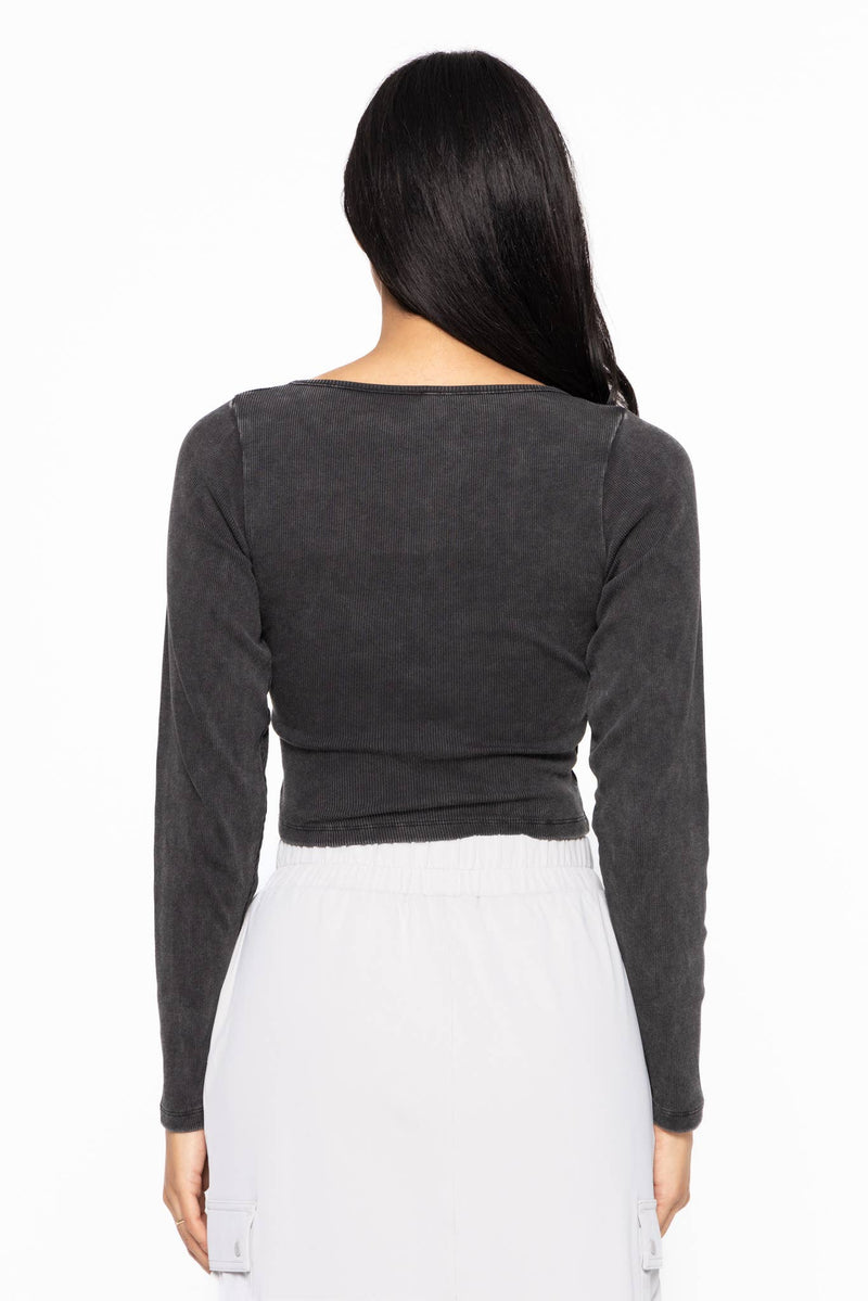 Sweetheart Black Ribbed Crop Top
