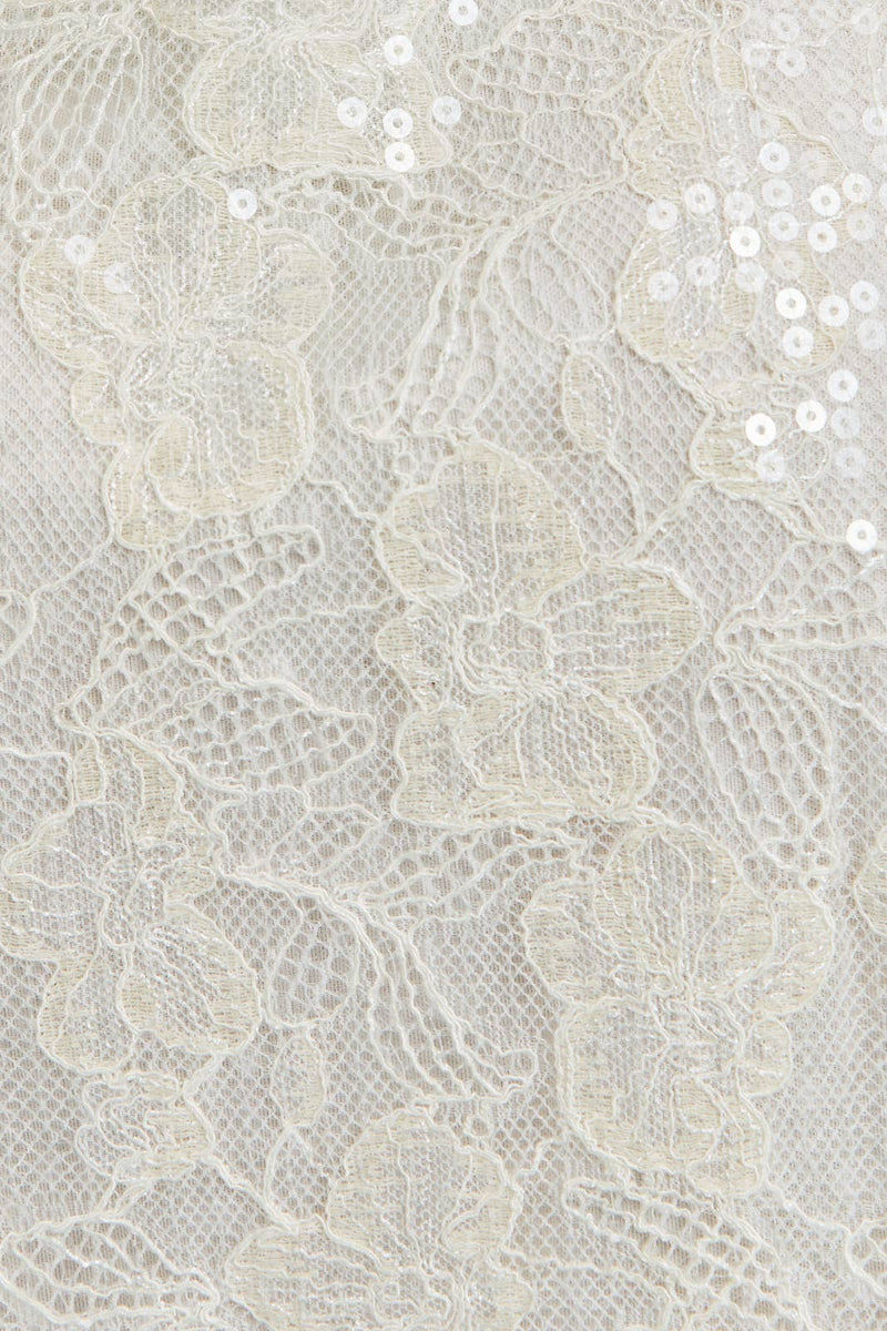 Ivory Out Detail Sequin Lace Mini Dress