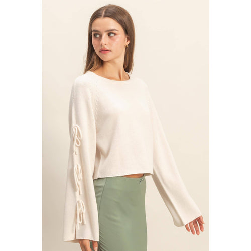 Cream Ribbon Tied Detail Sweater