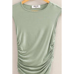 Sage Green Cap Sleeve Ruched Detail Top
