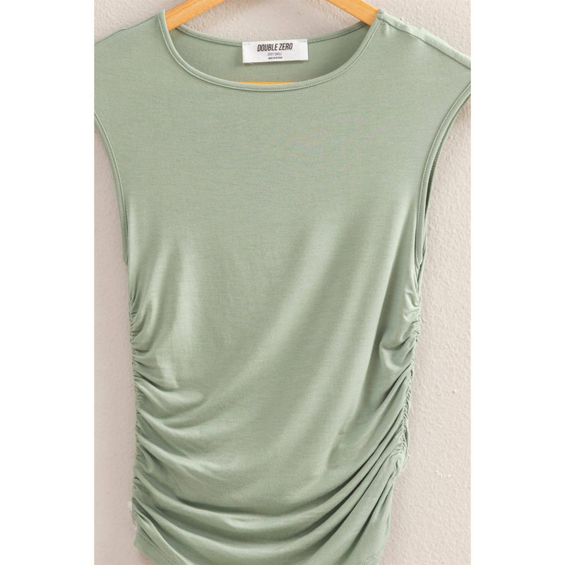 Sage Green Cap Sleeve Ruched Detail Top