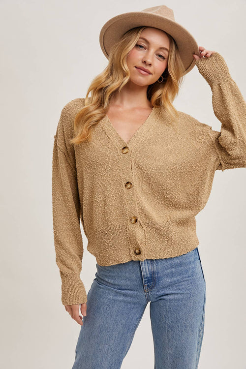 Taupe Button Down Sweater Cardigan