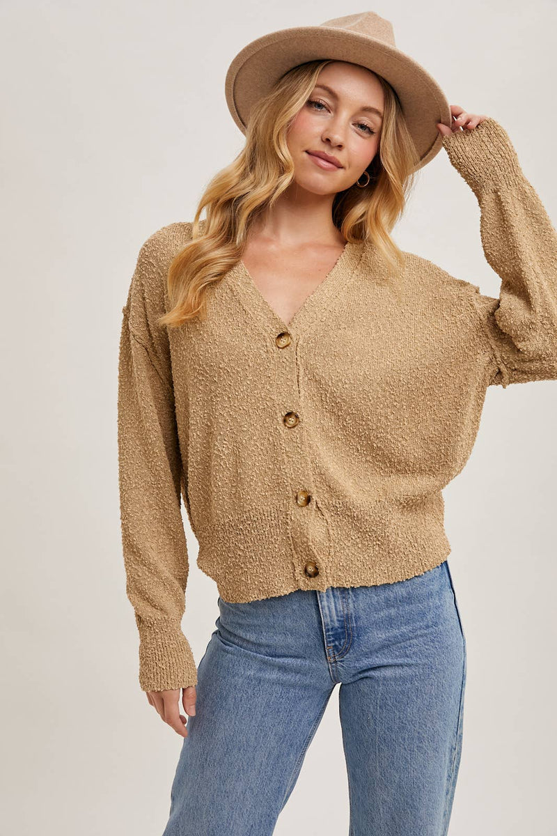 Taupe Button Down Sweater Cardigan
