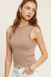 Biscuit Stretchy Ribbed Sleeveless Top