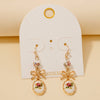 Bow And Pink Floral Ceramic Charms Dangle Earrings