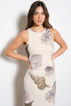 Shell Print Mesh Maxi Dress