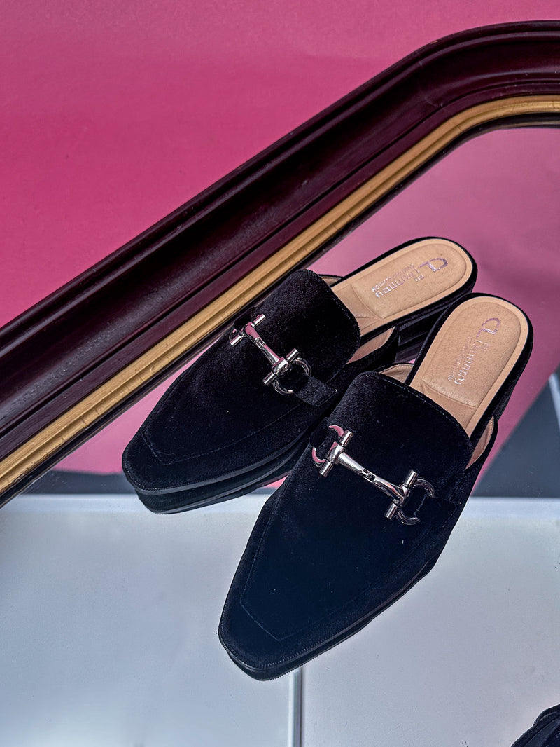 Jess Black Velvet Dress Mule