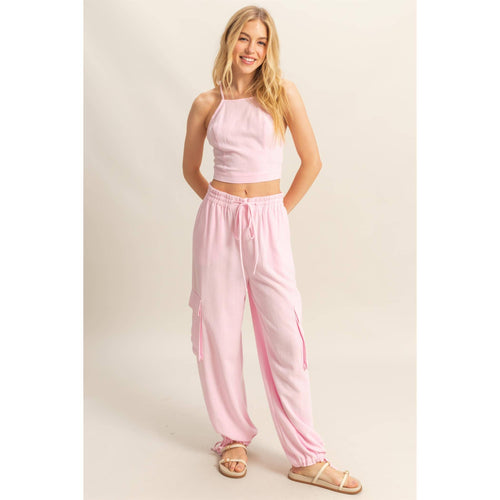 Light Pink Crop Top + Cargo Pants (SET)