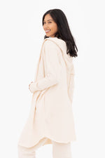 Pearl Ivory Front Longline Hoodie Cardigan
