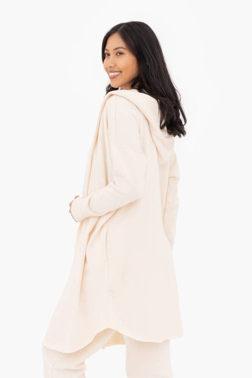 Pearl Ivory Front Longline Hoodie Cardigan