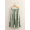 Sage Green High Waist Tiered Maxi Skirt