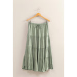 Sage Green High Waist Tiered Maxi Skirt