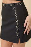Black Studded Eyelet Mini Skirt