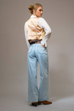 Western Diamond Studded Straight Leg Jeans