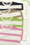 Taupe Boxy Silhouette Stripe Lightweight Sweater Top