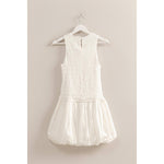 White Bubble Hem Mini Dress