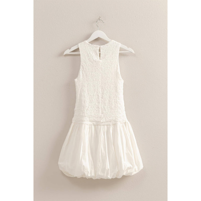 White Bubble Hem Mini Dress