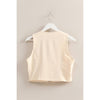 Cream Sleeveless V-Neck Hidden Button Vest