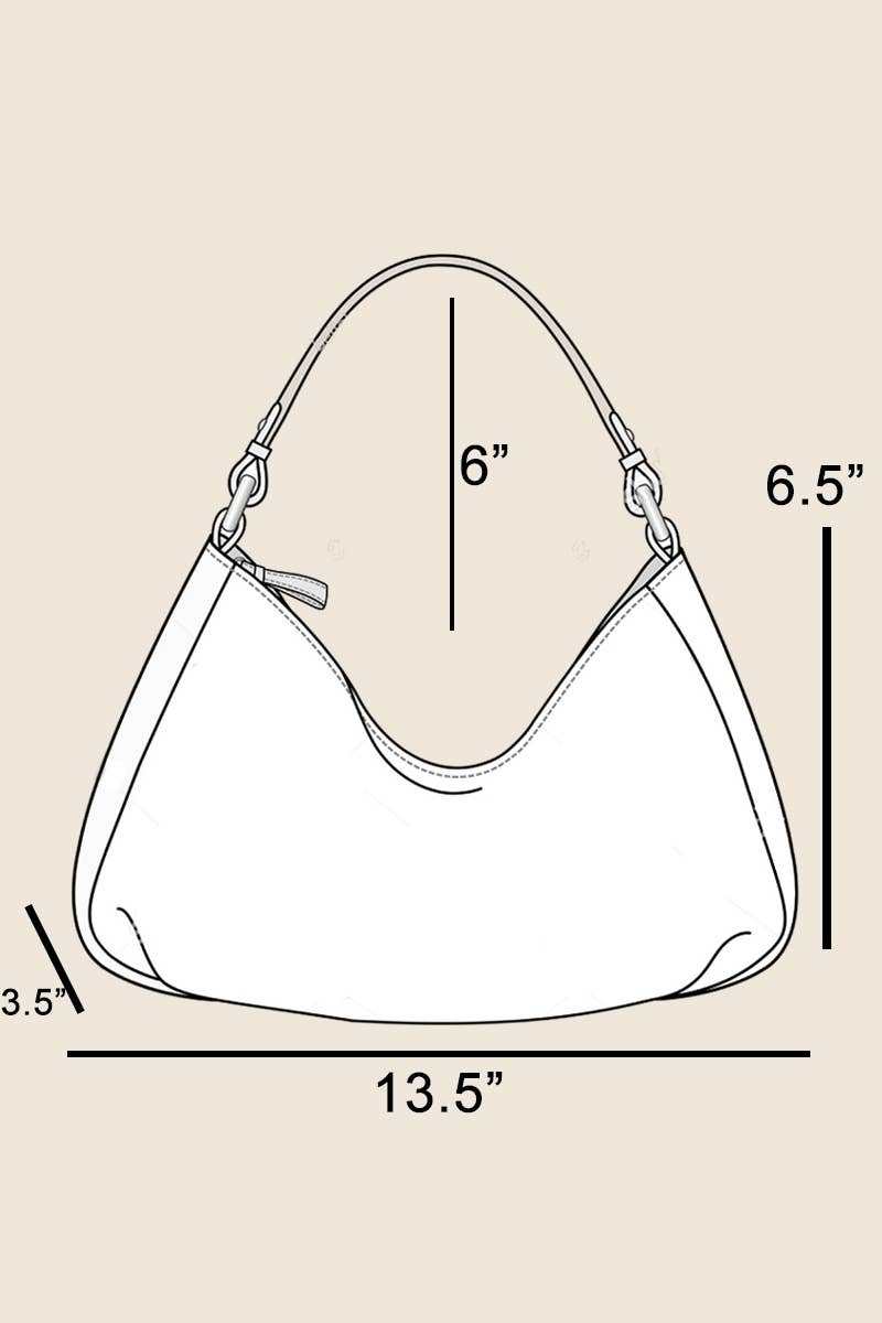 Wide Boxy Denim Studded Shoulder Bag