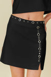 Black Studded Eyelet Mini Skirt
