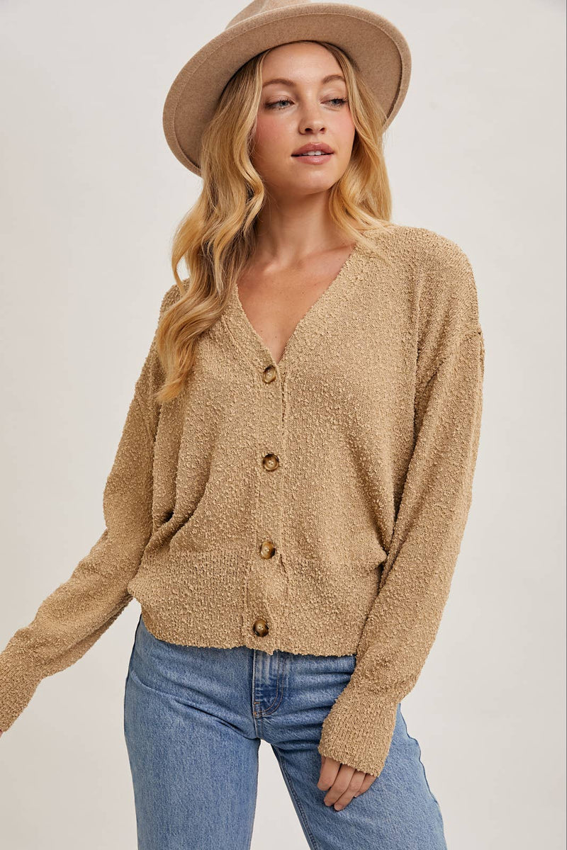 Taupe Button Down Sweater Cardigan