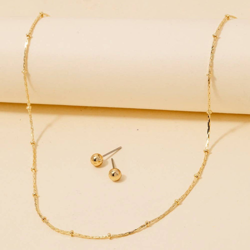 Gold Dipped Intricate Station Dainty Chain Necklace Set
