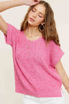Candy Loose Fit Textured Pullover Sweater Top