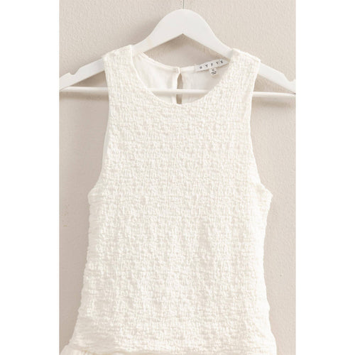White Bubble Hem Mini Dress