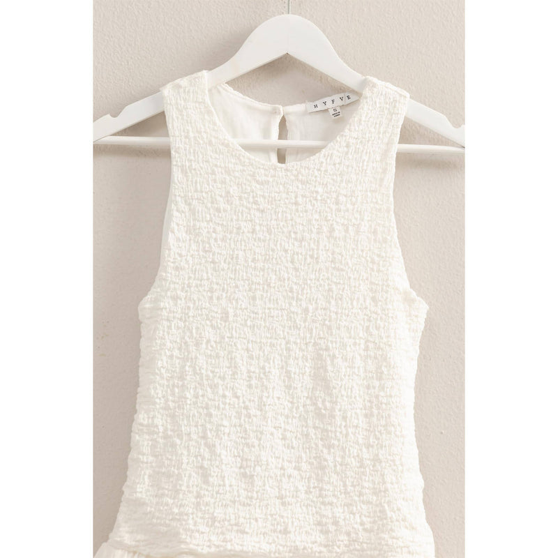White Bubble Hem Mini Dress