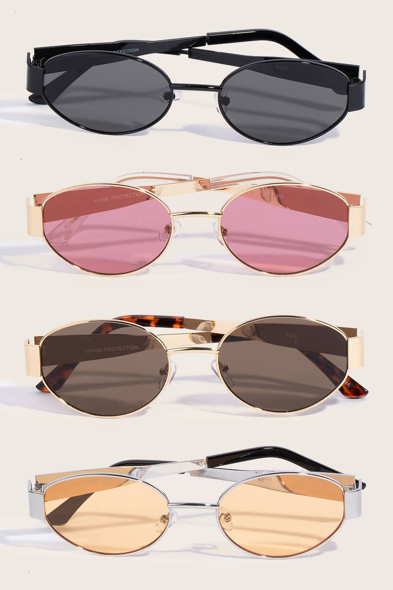 Thin Metal Oval Frame Sunglasses Set: ASSORTED