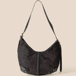 Black Braided Detail Hobo Shoulder Bag