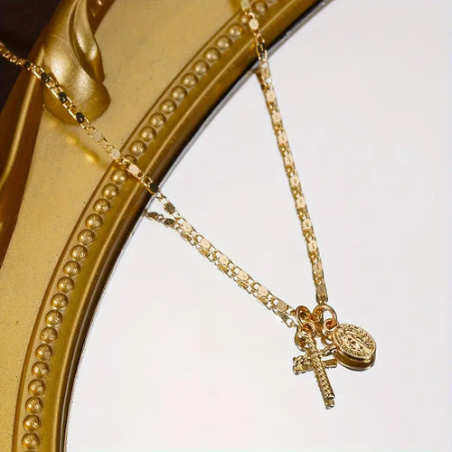 18K Gold Plated Mini Cross Charm Necklace | Gold or Silver