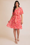 Megan Waist Tie Floral Print Dress (S-3XL)