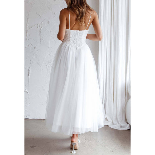 In My Dreams White Chiffon Midi Dress