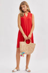 Red Elegant Solid ColorDress