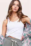 White Stretchy Ribbed Tank Top