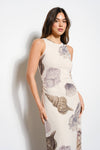 Shell Print Mesh Maxi Dress