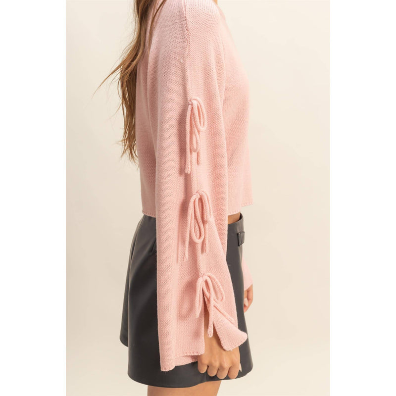 Light Pink Bow Tied Detail Sweater