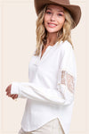 White Embroidered Crochet Long Sleeve