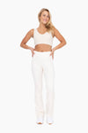White Fleece Lined Flared Leggings