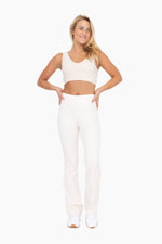 White Fleece Lined Flared Leggings