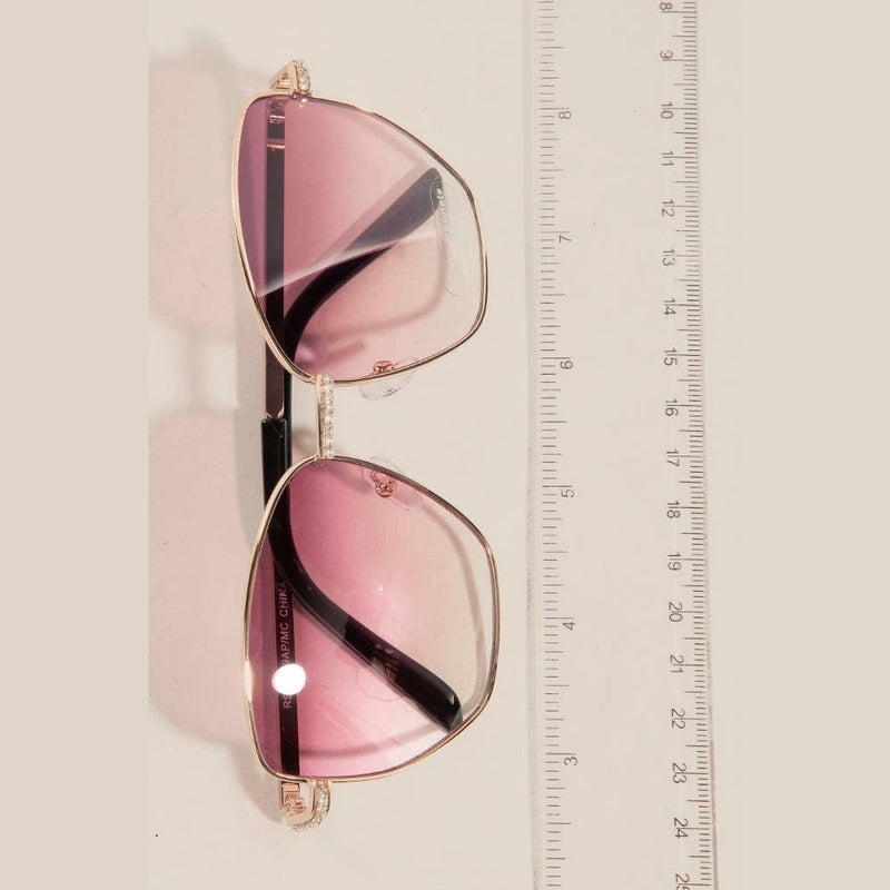 Rhinestone Accent Aviator Sunglasses Set: ASSORTED