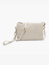 Off White Izzy Straw Woven Crossbody w/ Vegan Leather Strap