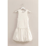 White Bubble Hem Mini Dress
