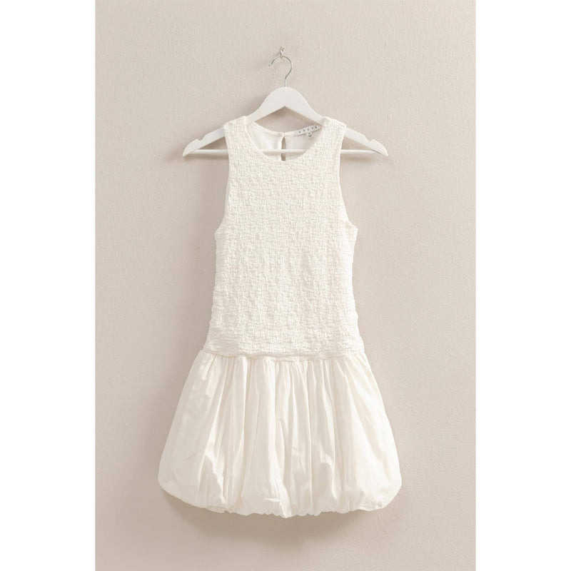 White Bubble Hem Mini Dress