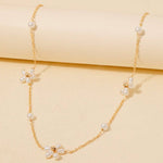 Mixed Pearl Beads Station Chain Necklace
